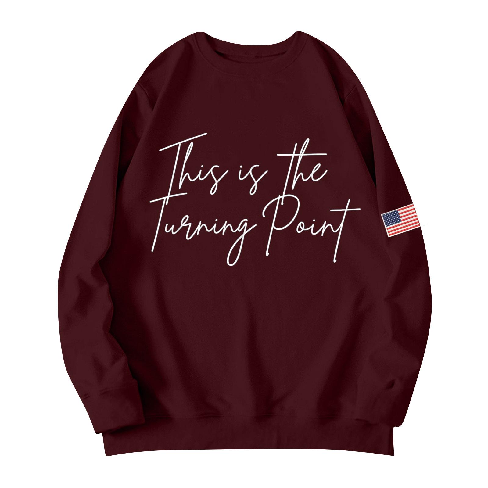 

Unisex Printed Round Neck Long Sleeved Loose Fitting Long Sleeved Casual Long Sleeved Top Hoodie L винный