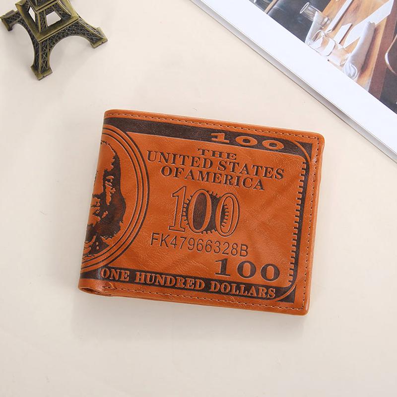 1Pc PU Fashion Bifold Card Purse Photo Holder Handbag US 100 Dollar Wallet Men's