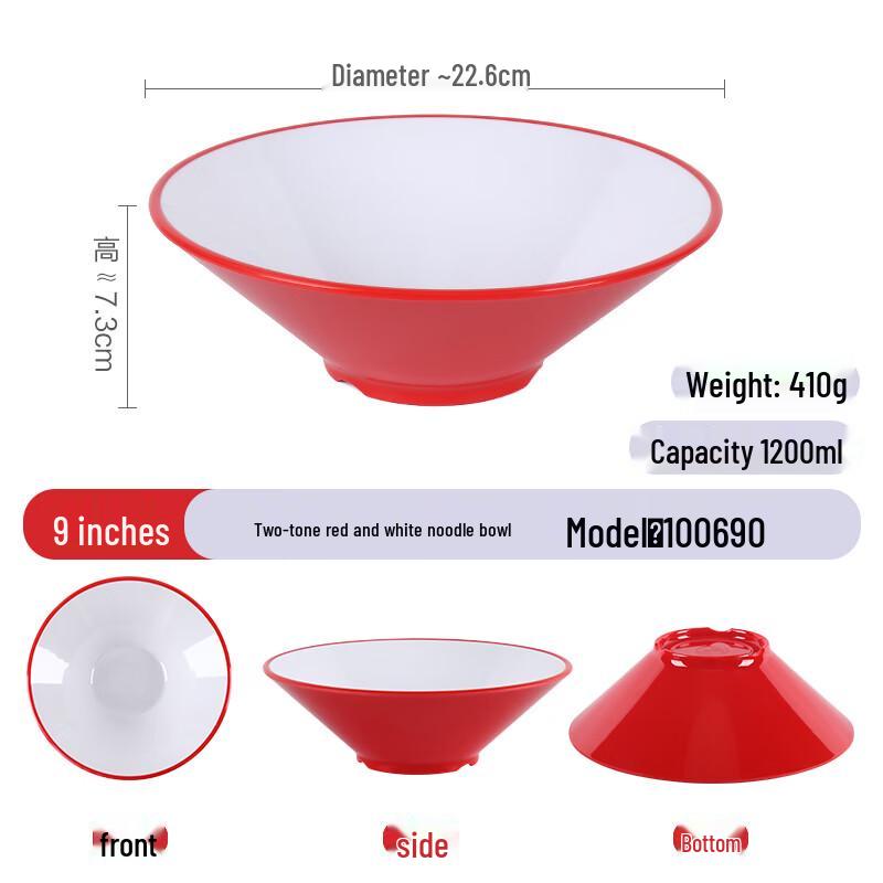 ZHEBU A8 Commercial Melamine Conical Noodle Bowl