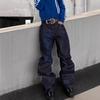American High Street Original Cow Jeans Men's Vibe Style Flower Character Embroidery Oversize Accumulation Feeling Versatile Trousers Men
