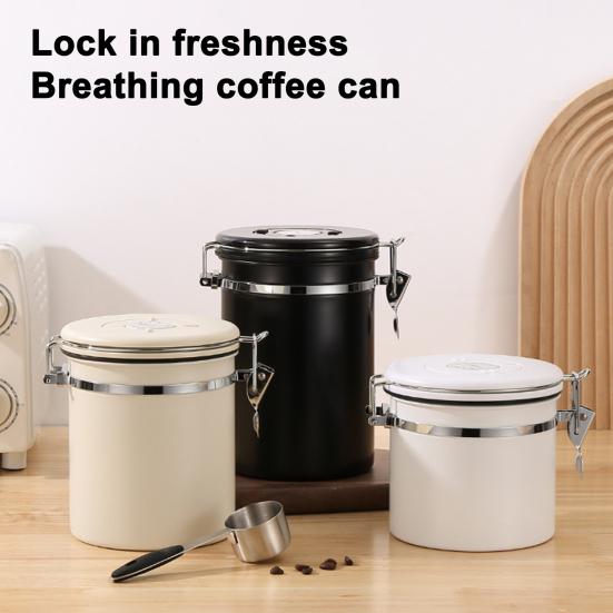 

1,2 л/1,5 л, 1 комплект, банка для хранения кофейных зерен, канистра для кофе из нержавеющей стали с мерной ложкой для отслеживания даты для дома