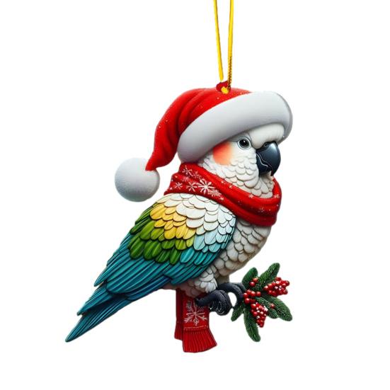 Christmas Ornaments for Tree Acrylic Cartoon Animal Car Rear Mirror Hanging Charm 2D Flat Cat/Dog/Bear/Rabbit Pendant for Tree Auto Interior Accessory