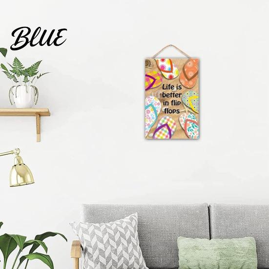 Solid Wood Wall Plaque Summer Wooden Hanging Sign, Welcome Sign Front Door Decor with Refresh Home Rope, Colorful Hanger for Seasonal Farmhouse Beach