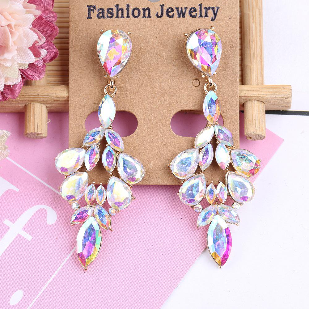 

Artistic Crystal Earrings for Women - Zinc Alloy Korean Style AB White
