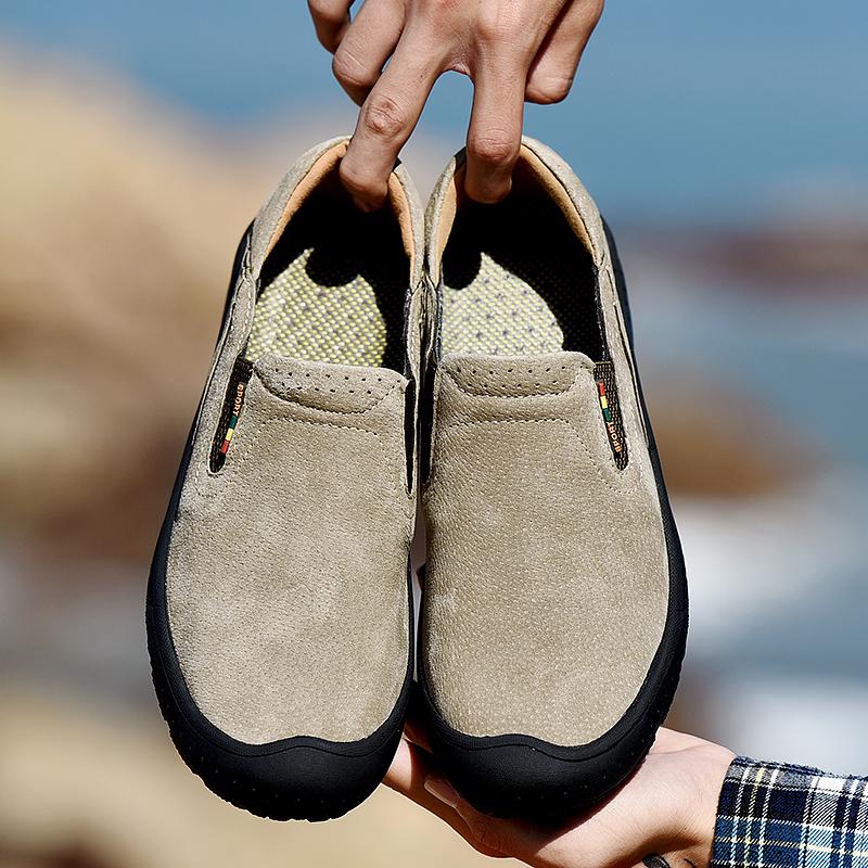 38-48 Casual Men's Shoes Retro British Style Leather Large Size Two-layer Pork Skin Driving Car Shoes