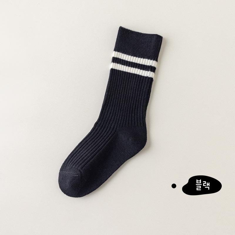 Korean Style JK Lolita Double Needle Calf Socks for Girls - Cotton Spring/Autumn/Winter, Medium & Large Size.