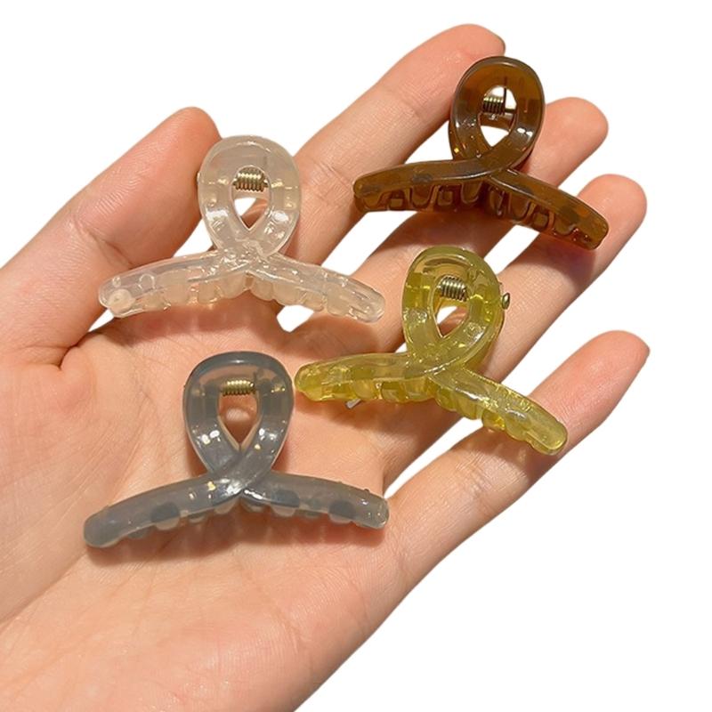 4pcs 4.5CM Jelly Translucent Mini Hair Claw Clip For Half Updos Strong Grip Plastic Hair Accessories Cute Pastel Colors