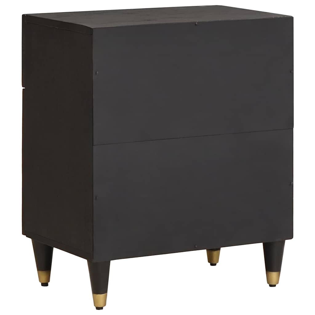 Nightstand with Door Black 50 x 33 x 60 cm Solid Mango Wood
