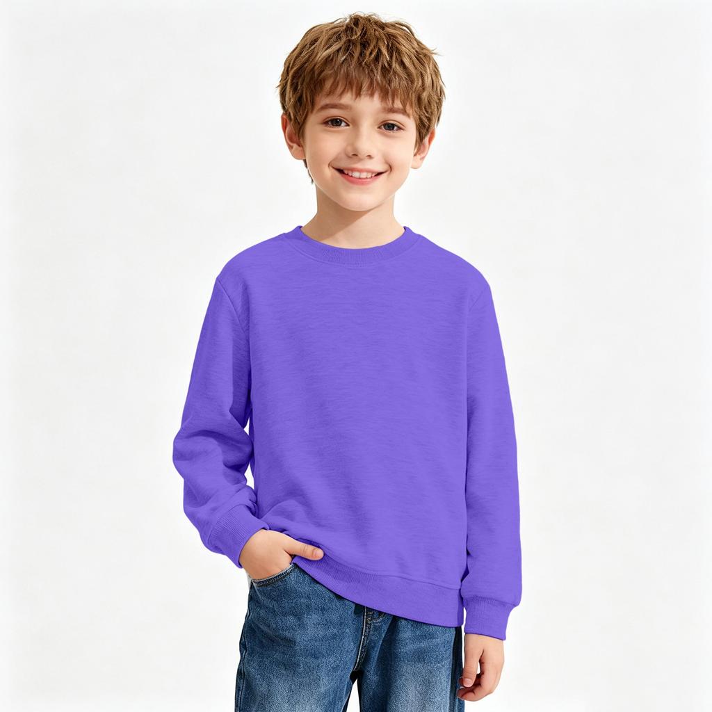 Unisex Kids Long Sleeve Color Sweatshirt Casual Comfortable Pullover for Boys and Girls