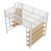 Youth Bed with Safety Stairs Several Shelves Built-in Wardrobe Strong Load Bearing Metal Frame Loft Bed Home Furniture