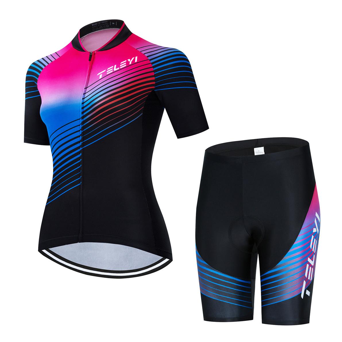 

Women MTB Bike Jersey Bib Shorts Suits Anti-UV Bicycle Shirts Mountain Road Top Bottom Girls Female Red 2026 Summer Breathable Cycling Suit Set S