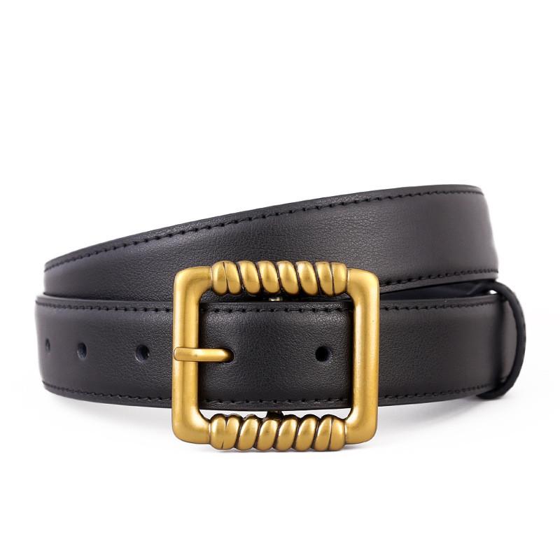 

Genuine Leather Womens Belt With Alloy Buckle For Casual And Business Wear чёрный