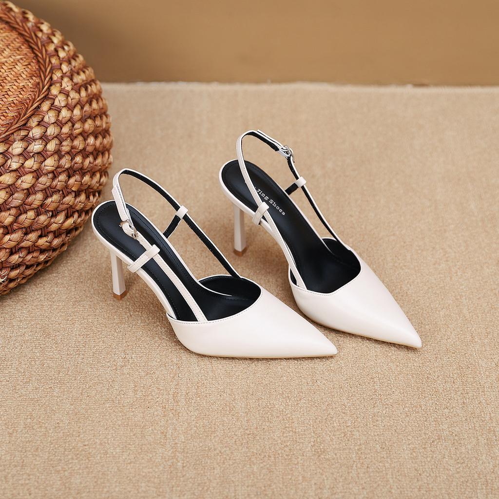 2199-7 European and American Fashion Women Pointed High-heeled Sandals Spring and Summer New Bag Head Empty Stiletto Sandals Women's Shoes