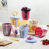 Portable Fruit Salad Container with Fork 650ml Leak-Proof BPA-Free Lunch Box with Strainer Double-Layer Lunchbox for Work Picnic Travel