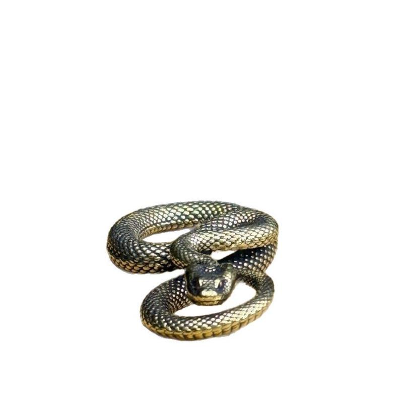 Retro Copper Snake  Ornament Decoration Tea Pet Antique Animal Figurines Miniatures Desk Living Room Home Decor Accessories
