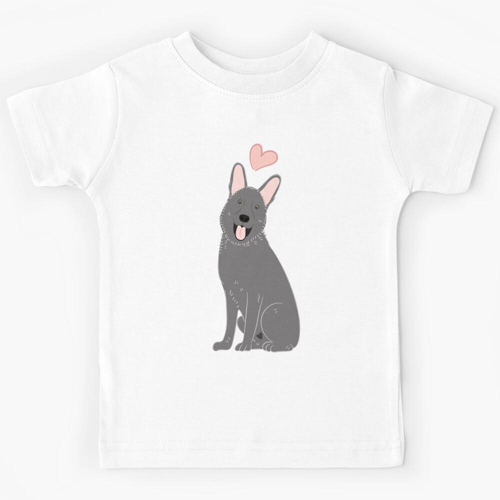 LOVE Gray German Shepherd Kids T-Shirt 150