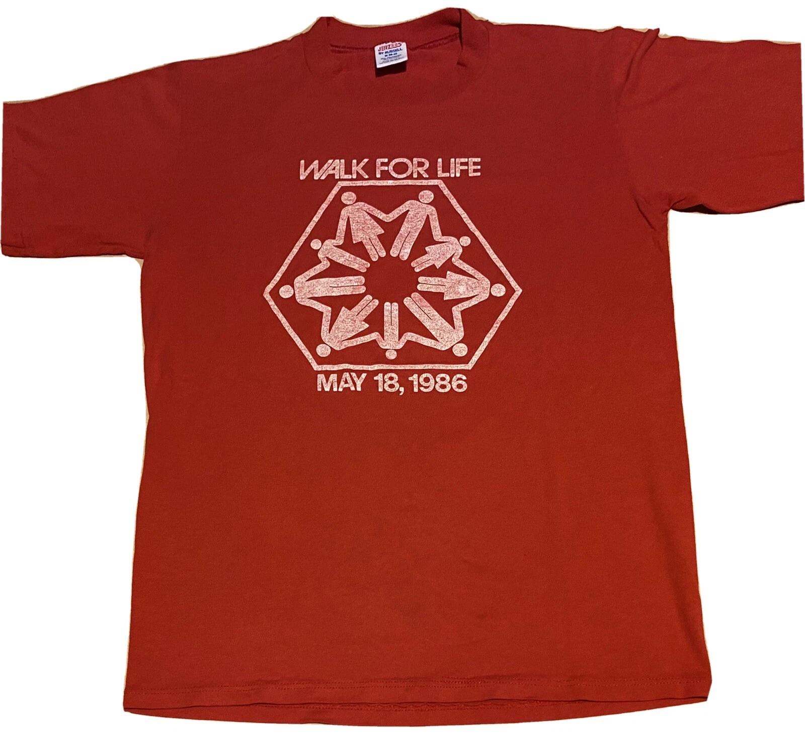 Walk For Life 1986 Vintage T-Shirt Made USA May 18 Hands Across America Jerzees S