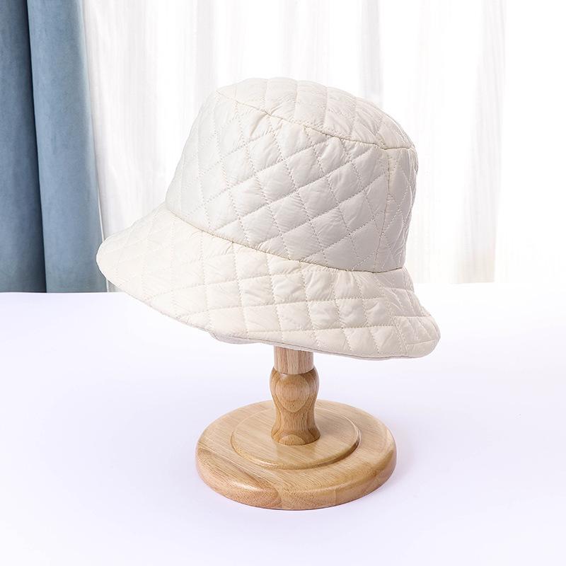 Hat women's new winter bucket hat down cotton versatile show small face thickened breathable warm basin hat men