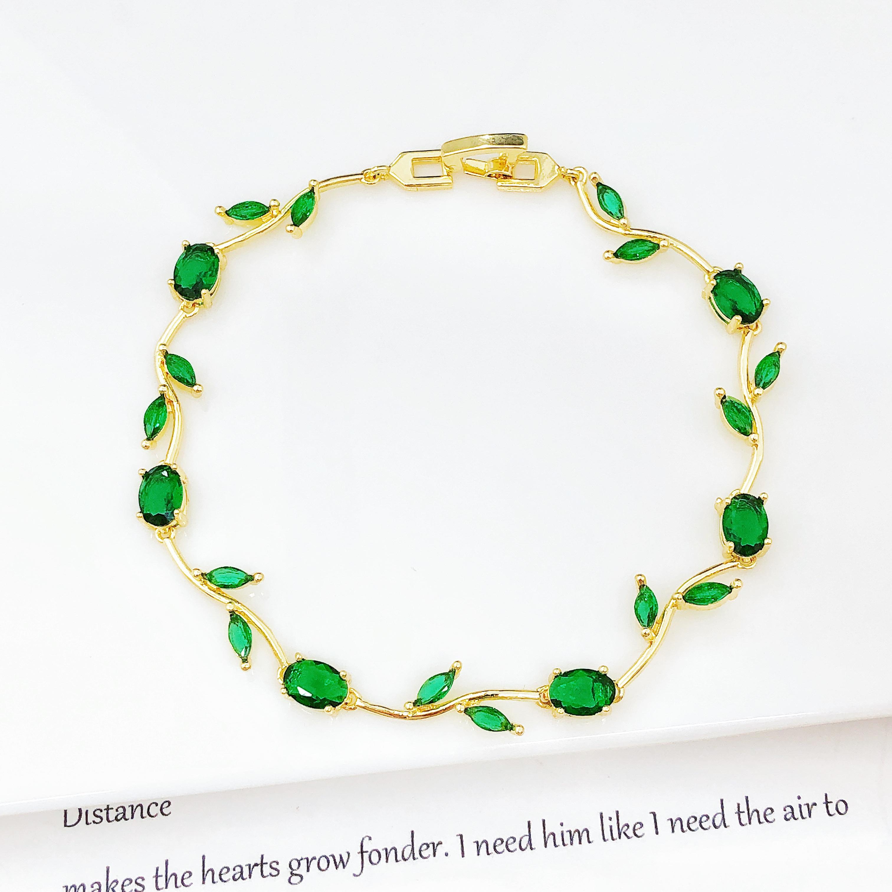 Красочный Модный Шарм Кристалл Лист Лоза Цветок Стразы Браслет Роскошный для Женщин Девушек Вечеринки Свадьбы Позолоченные Украшения Подарок 21cm