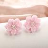 1 Pair Big Orange Pink White Yellow Camellia Flower Earrings for Women Elegant Gift Ear Studs Jewelry Durable and Useful