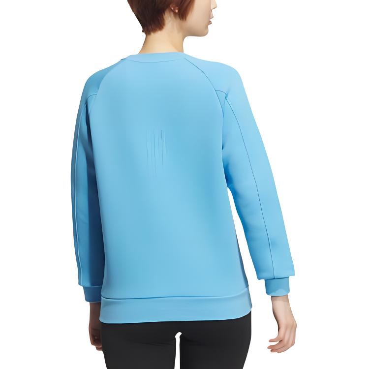 adidas Felpa da donna a maniche lunghe girocollo pullover sportiva casual da esterno tinta unita blu JE8614