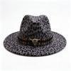 Western cowboy hat new peach heart top big brim leopard print British style fashion woolen jazz top hat