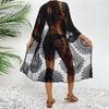 Damen Bikini Cover Up Blumenstickerei Durchsichtige Spitze Strand Kimono für Badeanzug Badeanzug Sommerkleidung
