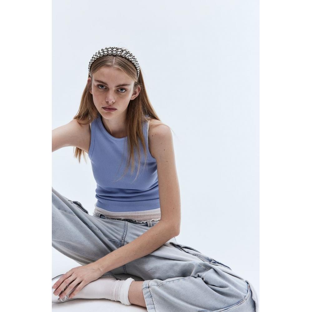 

Топ без рукавов в рубчик HM, голубой