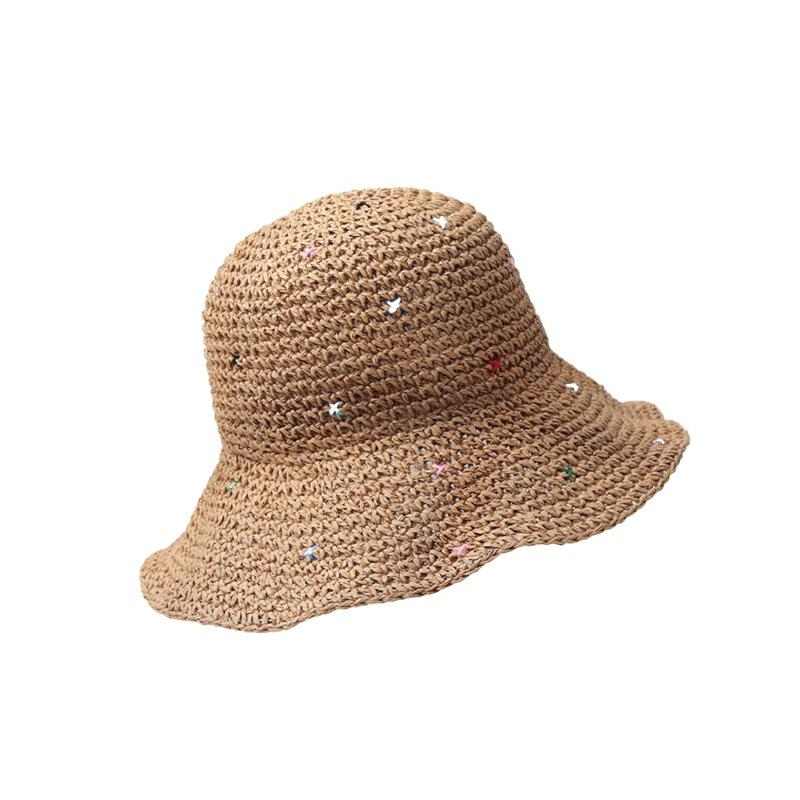 Handmade Retro Retro Hollow Straw Hat Women's Straw Hat Sunscreen Summer Bucket Hat Sun Hat