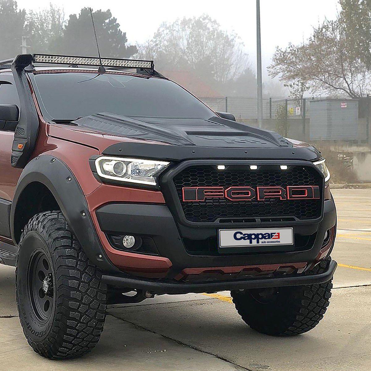 

For Ford Ranger Front Hood Protection Spoiler 2016 To 2020 Front Bug Shield Hood Deflector Guard Glossy Black accessories car чорний
