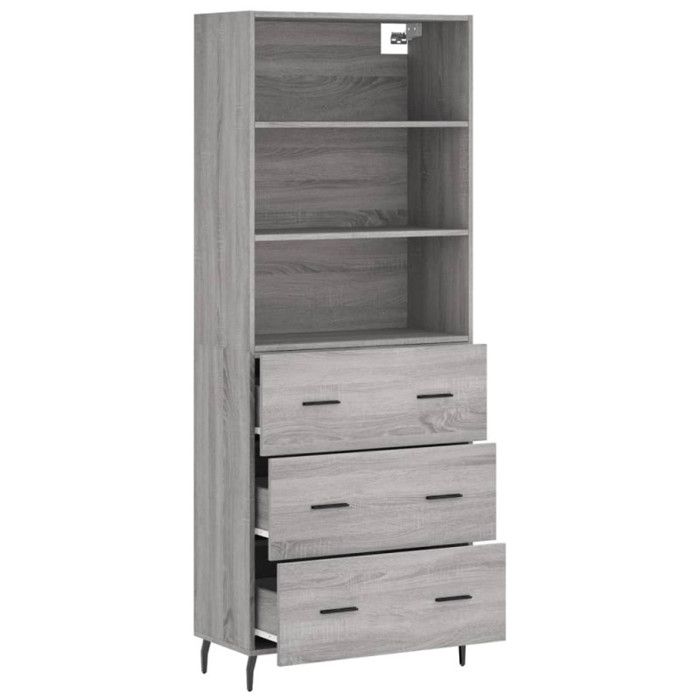 VidaXL Highboard Sonoma Grey 69.5x34x180 Cm Engineered Wood 3189403