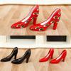 1/12 Scale Dollhouses Accessories Artistic Metal High Heels Hand Painted Miniature Shoe Decors