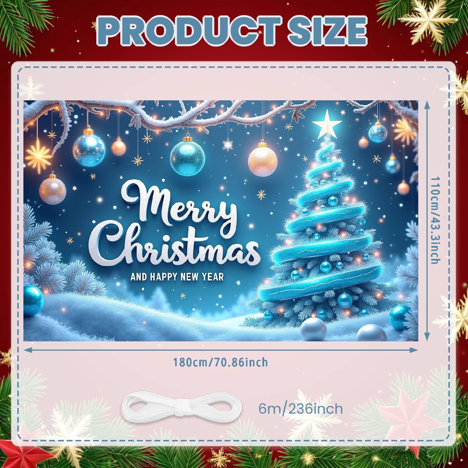 

Holiday Banner Blue Theme Merry Christmas Banner Festive Banner Festive For Family Gathering Mall Decoration Christmas Party