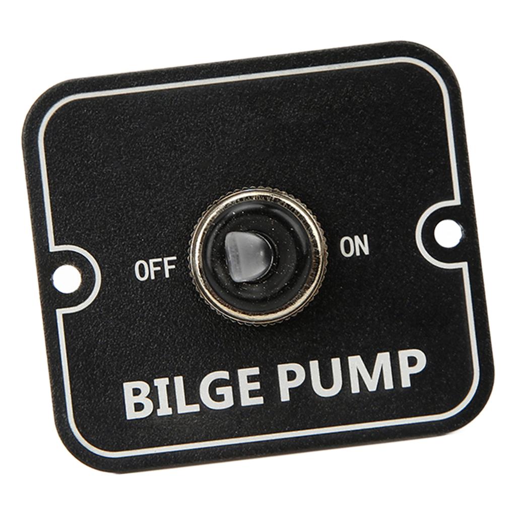 12V 24V Bilge Pump Control Switch with LED Indicator Light Sensitive Black Safe Manual Aluminum Panel