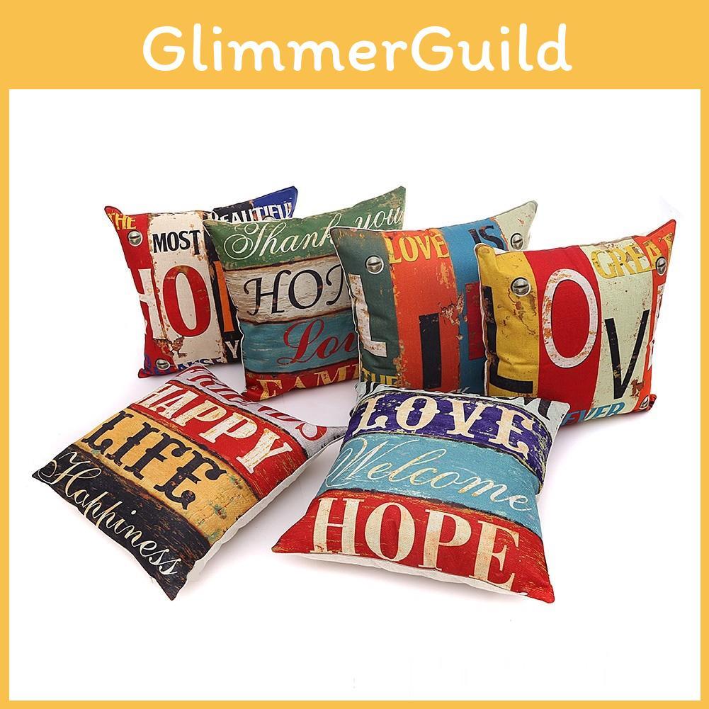 Premium Housse De Coussin Carr Coton Imprim Lettres Rtro Mlang For Timeless Elegance