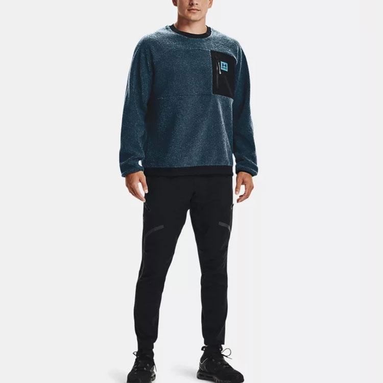 Under Armour Mission Boucle Color Block Crew Neck Training Sweatshirt With Front Zipper Pocket Men sweatshirt Blue 1366093-413