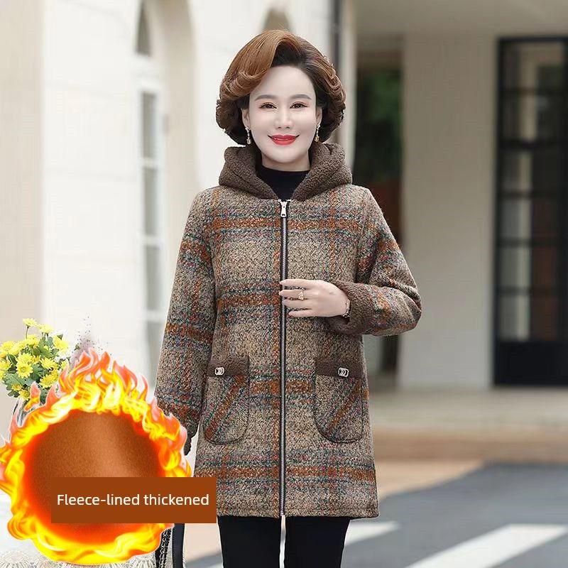 

150.00 кг Женская одежда больших размеров Для мам среднего возраста Дамское пальто больших размеров на осень и зиму Бархатное утепленное утолщенное пальто Женское свободное хлопковое пальто Khaki 3XL [Recommendation 72.50 kg-80.00 kg]]