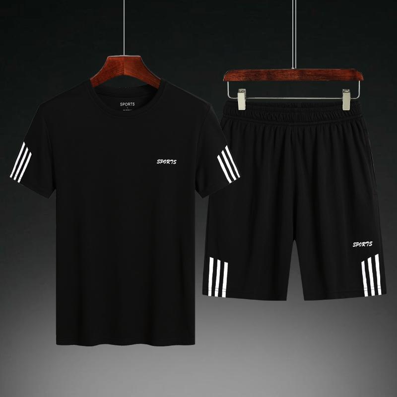 Sports Suit Men's Summer Casual Short Sleeved T-Shirts Shorts Quick Drying Running Training Fitness Clothes