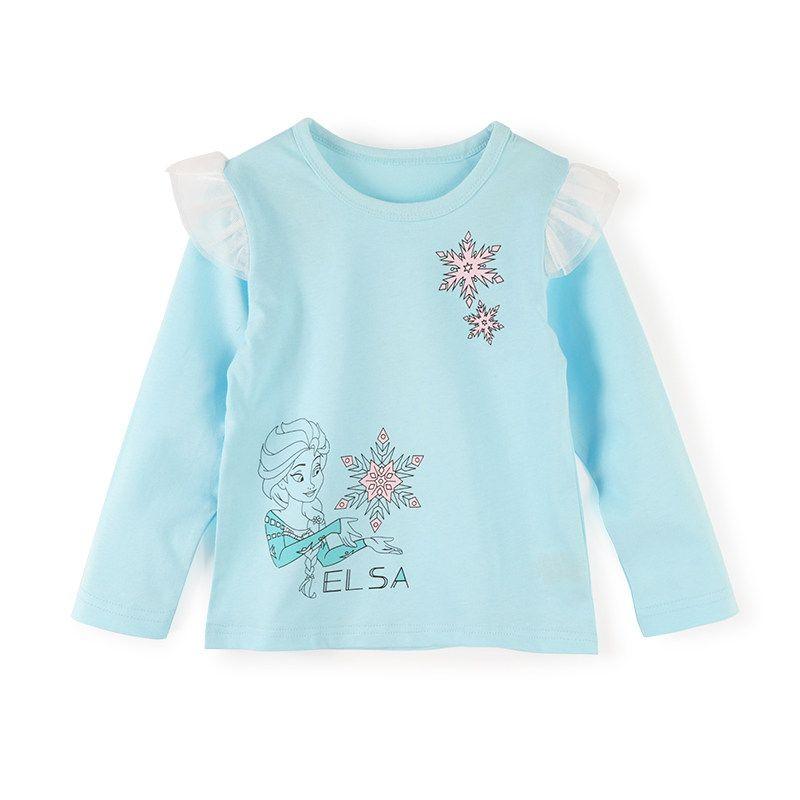 Cute Export Funny Shoulder Yarn Princess Long Sleeve T-shirt Blue Princess 100