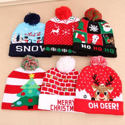LED Christmas Knitted Hat Light Up Xmas Beanie Cap Unisex Winter Beanie Sweater Hat with Colorful LEDs for Christmas New Year