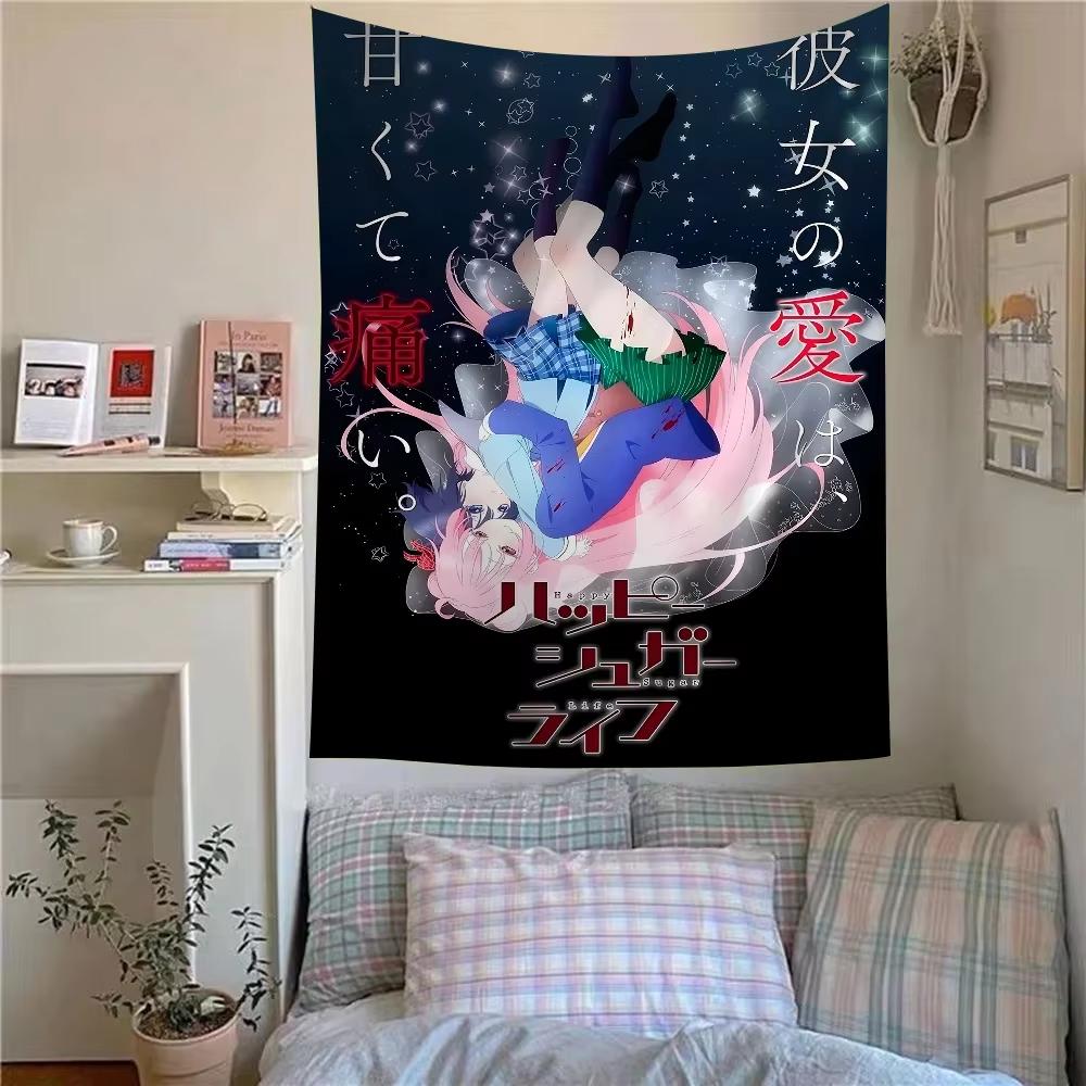 Happy Sugar Life Anime Tapestry Soft Fabric with Vibrant Print Durable Wall Decor for Living Room Dorm
