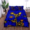 Retro 70s Blue Plates Duvet Cover Set King Queen Double Full Twin Single Size Bed Linen Set