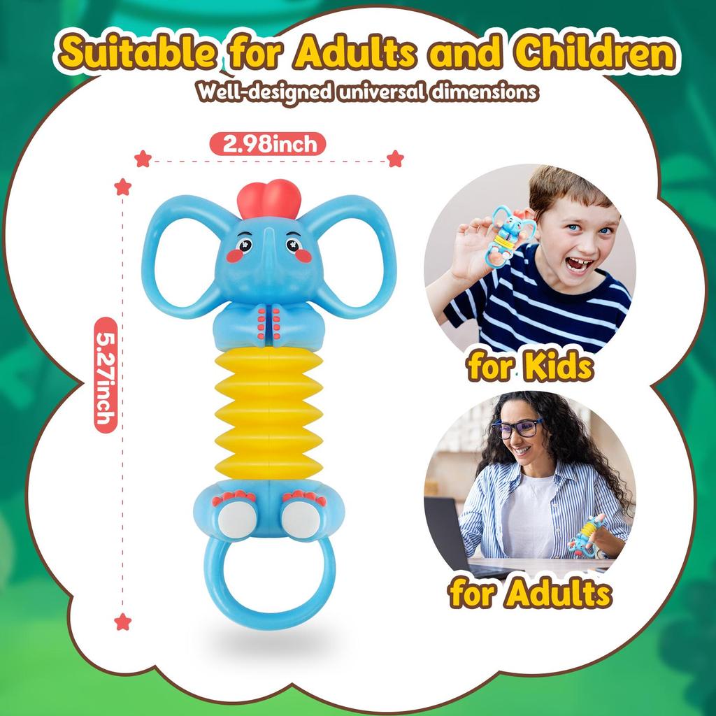 Ooulnee Fingerpuppe, Zappel-Sensorik-Spielzeug, Ollie, süßer Kawai-Elefant, Pop-Tube, Anti-Stress-Relief, Quetschspielzeug, Geschenke für Erwachsene und Teenager