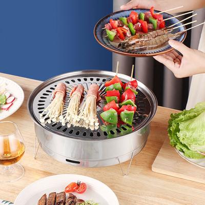 Runder Holzkohlegrillofen Edelstahl-Grillgrills Tragbarer abnehmbarer koreanischer Grillständerhalter für Camping-Picknick