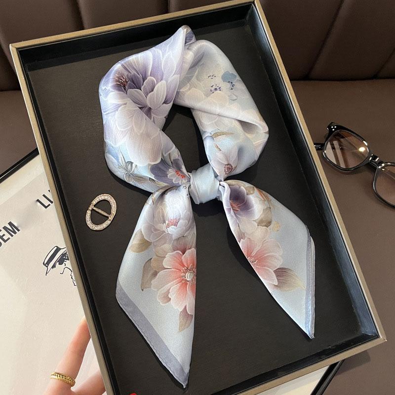 Square Scarf 100% Natural Silk  Women Hairband Foulard High Quality Bandana Scarfves Female Neckerchief Headkerchief Shawl Wrap