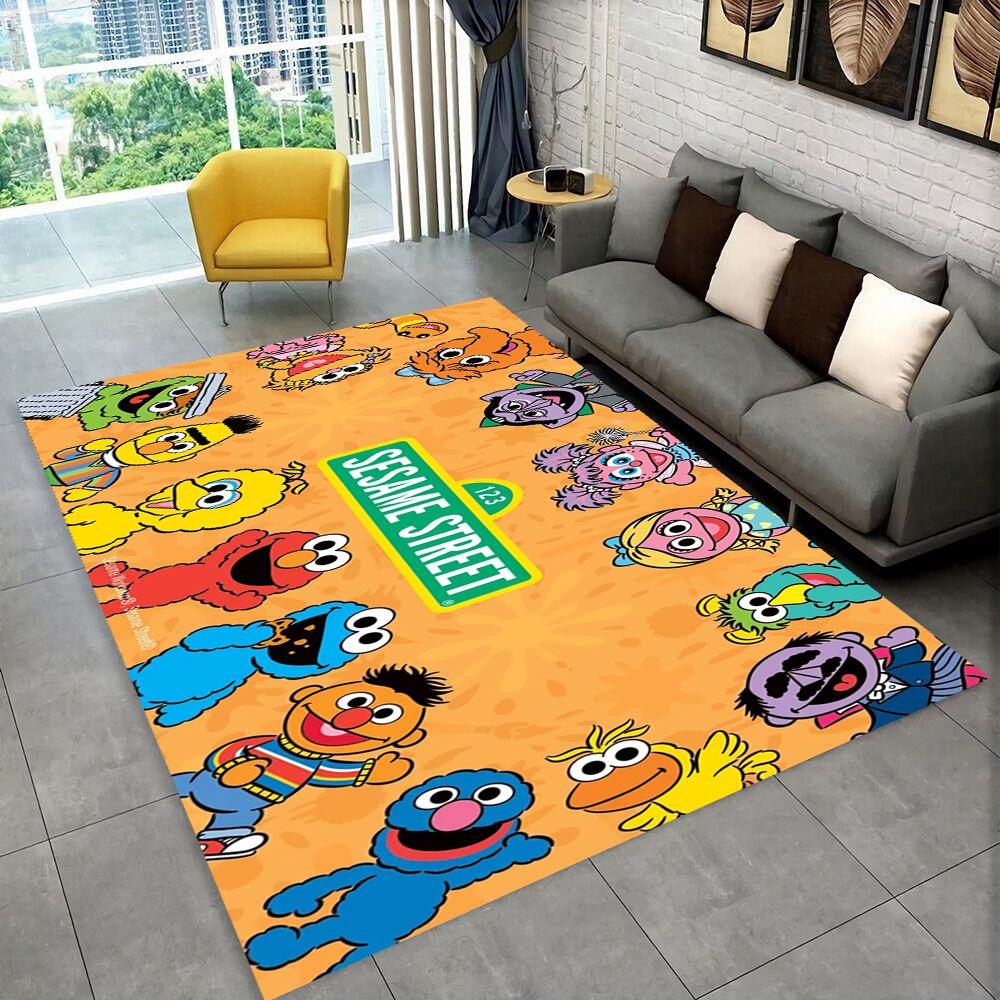 S-Sesame Street TV Cute Cartoon Carpet Rug for Bedroom Living Room Sofa Home Doormat Home Decor,Area Rug Non-slip Floor Mat Gift