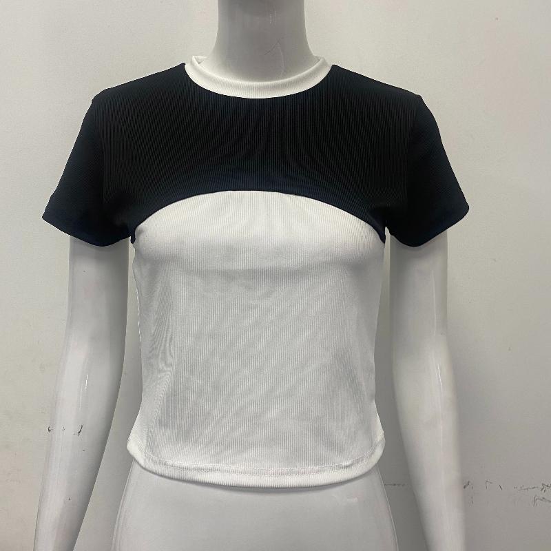 

Летняя мода, нишевый дизайн, цветной укороченный топ, облегающая футболка с круглым вырезом L белый