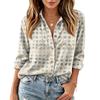 Dames Casual Lange Mouwen Knopen Blouse Top met Stippenprint