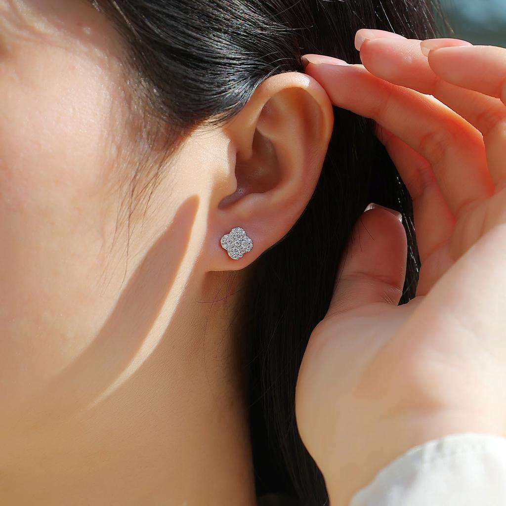 M-JAJA Moissanite Four-leaf Clover Earrings Diamond Stud Earrings for Women S925 Silver Earring New Trendy Jewelry