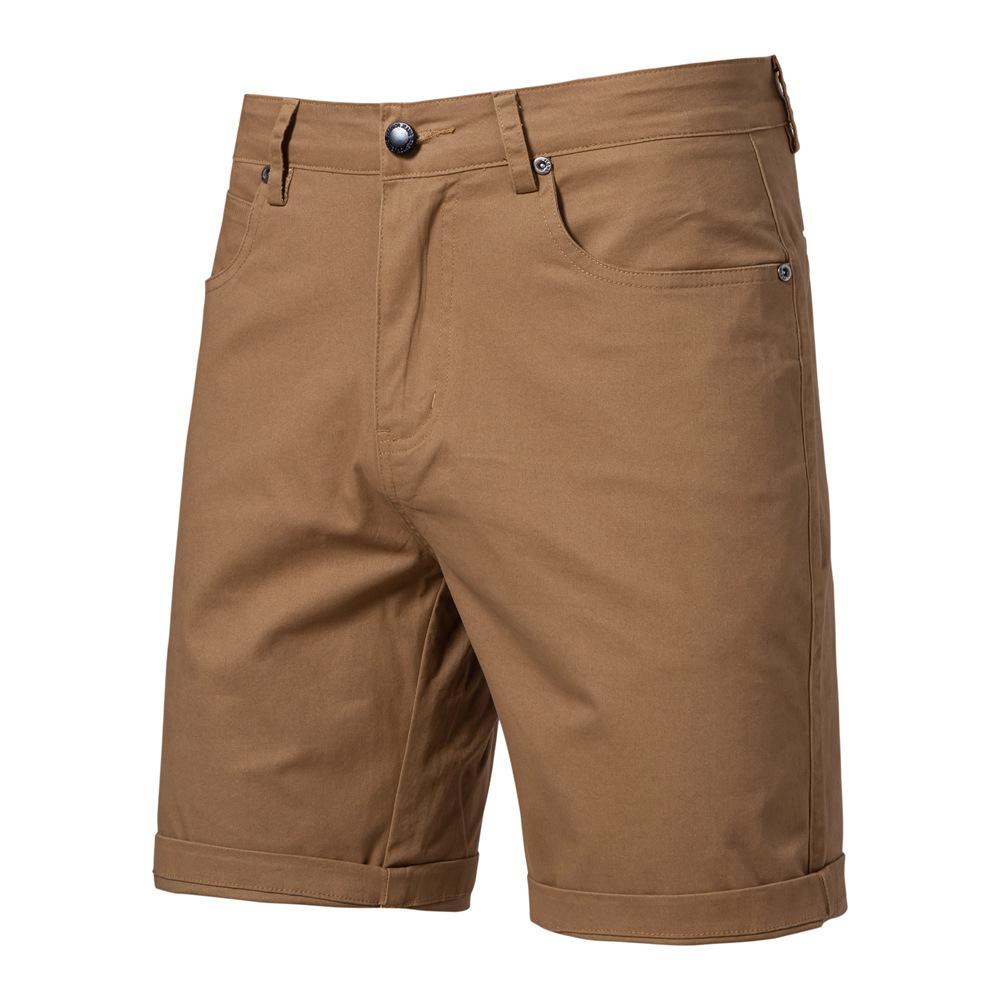 Summer Casual Shorts Straight Leg Slim Fit Five Quarter Length Pants Solid Color Men's Shorts